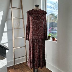 Lace & Lilac Womens Floral Cottage Core Midi Dress Sz: Small